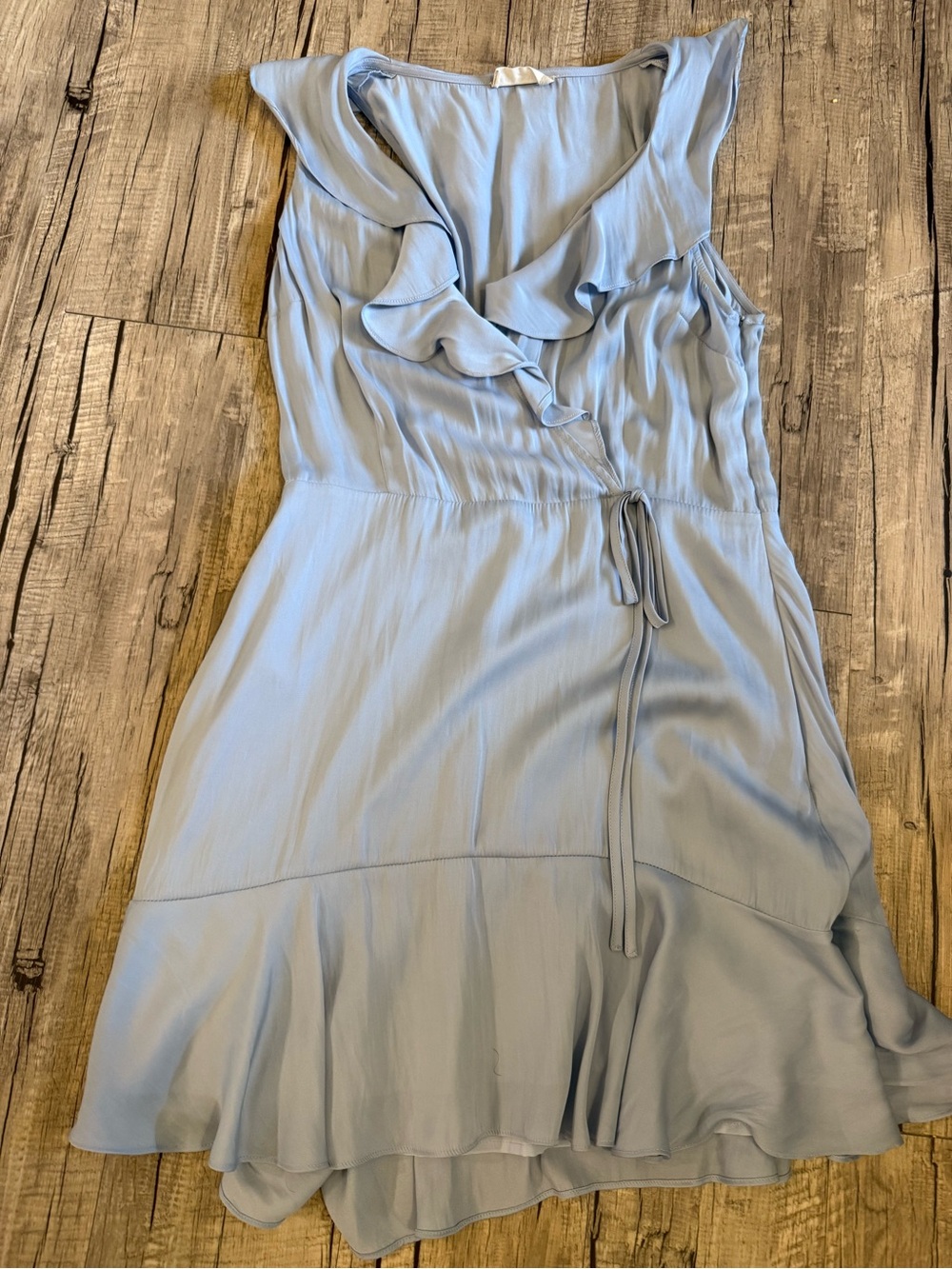 Altar'd State Light Blue Ruffle Wrap Midi Dress